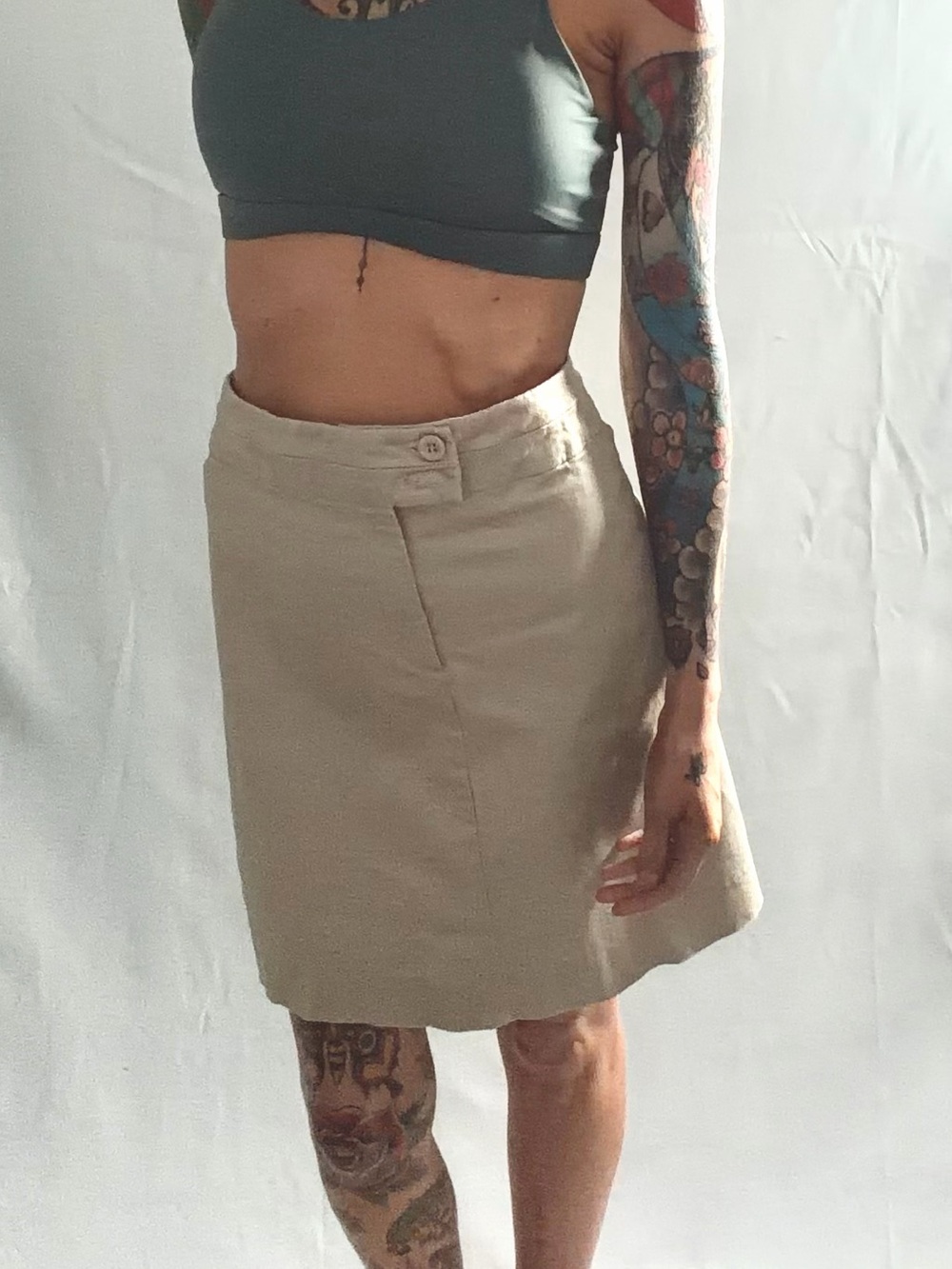 Coral Bay Beige A-Line Skirt built in shorts. Athletic skirt